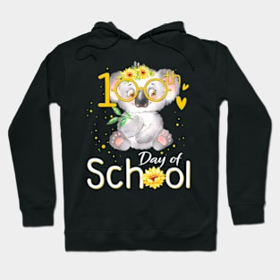 Cute Sunflower Koala Happy 100Th Day Of School Teacher Kids Hoodie